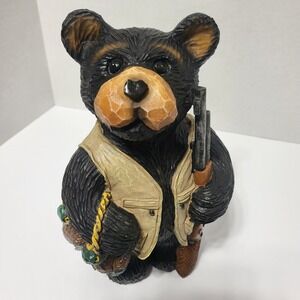 VTG Cabelas Black Bear Hunting Coin Bank Wood Carved Resin Duck Hunter "Rare"